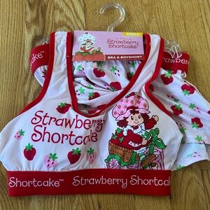 Strawberry Shortcake Women's Red and White Bra & Boyshort Set